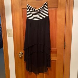 NWT Tailgate Couture black and white stripe top with teared high low skirt